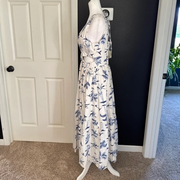 NWT Dress Forum CALLIE BLUE PALM TREE PRINT COTTON CUT-OUT MAXI DRESS 
sz Large - Picture 9 of 12